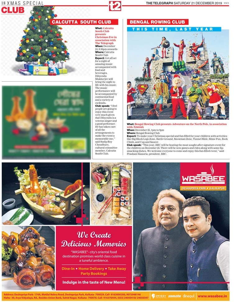 Wasabee Restaurant's Display Advertisement on The Telegraph t2.