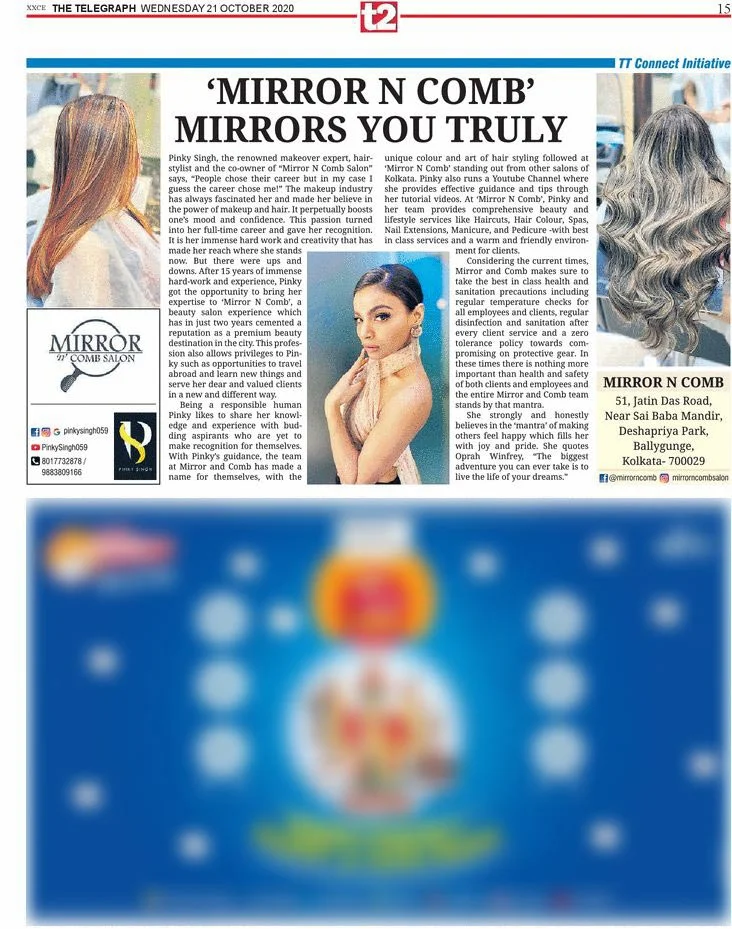 We Make Us has executed the half page article on Mirror N Comb salon lead by Pinky Singh at T2.