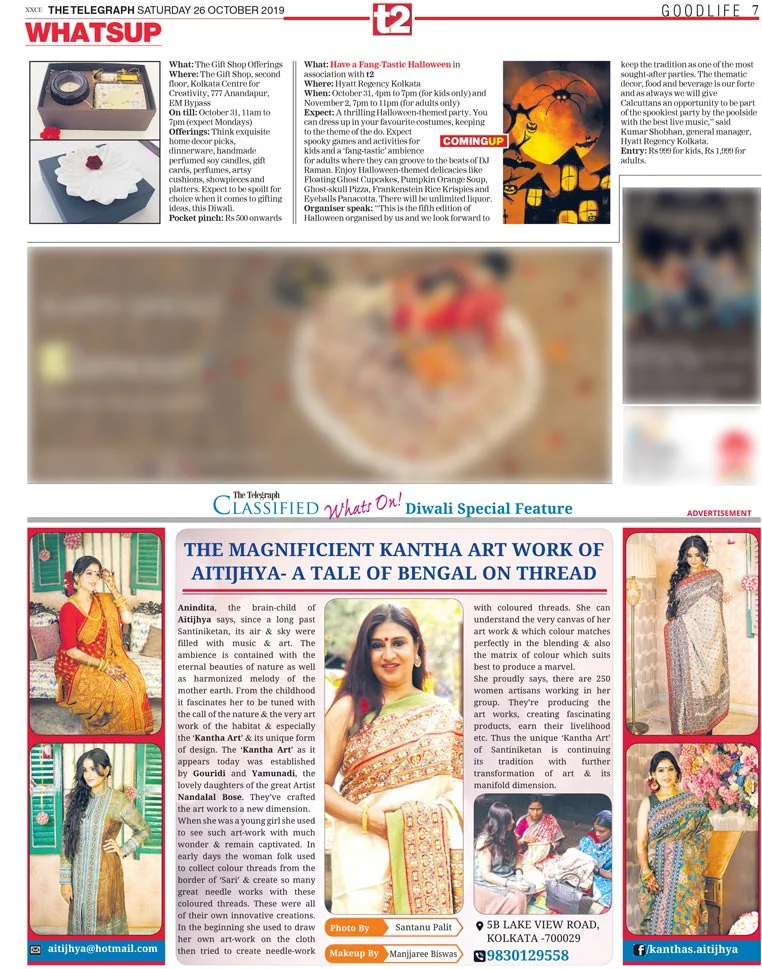 Diwali Special Feature of Kantha's Aitijhya on the Telegraph t2.