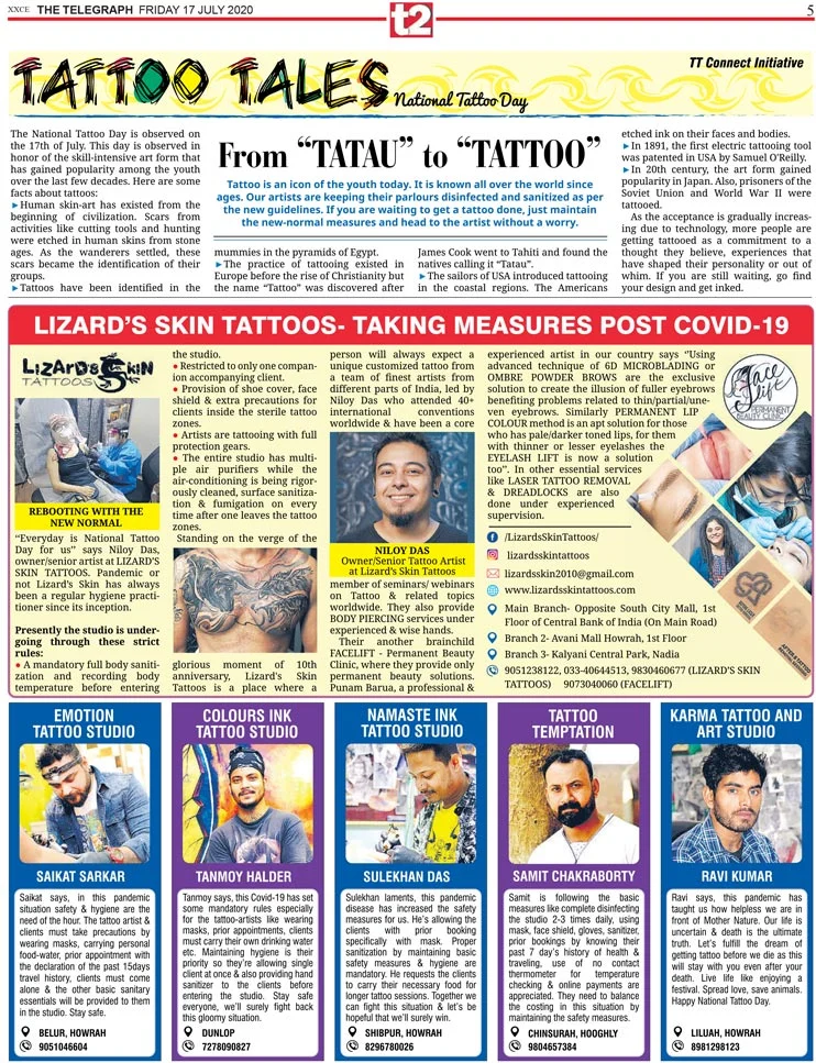 National Tattoo Day of 2020 in the Telegraph t2 in an advertorial format.