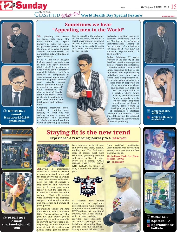 The Telegraph T2 Fitness Special Feature on World Health Day.