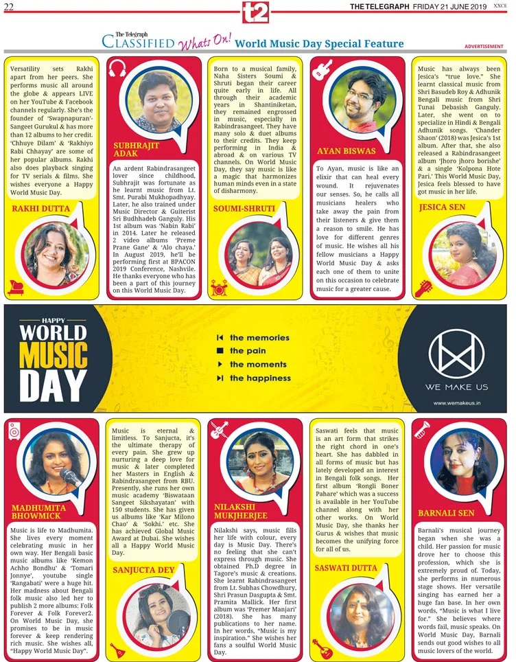 Classified Whats On World Music Day Special Feature on The Telegraph T2.