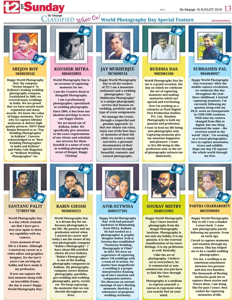 World Photography Day Special Feature on The Telegraph T2 by We Make Us.