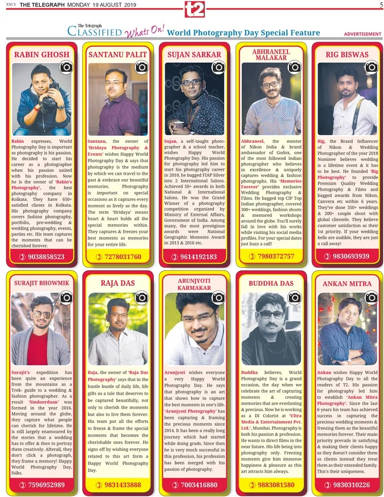 World Photography Day Special Feature on The Telegraph T2.