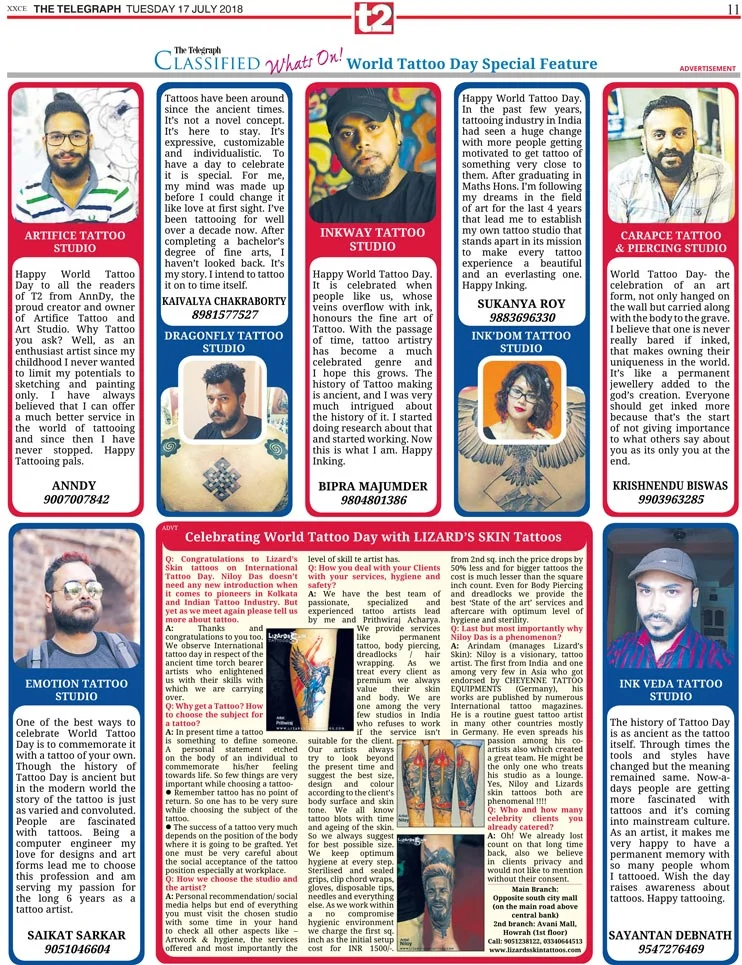 Classified Whats On World Tattoo Day Special Feature on The Telegraph T2.