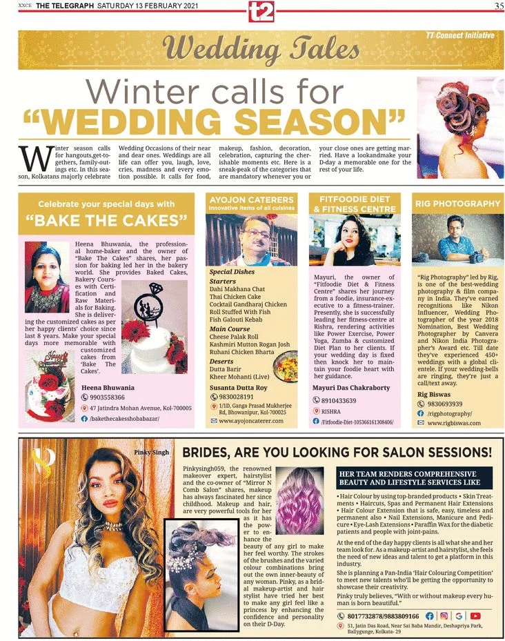 Wedding Tales Feature on The Telegraph T2 in advertorial format has done by We Make Us.