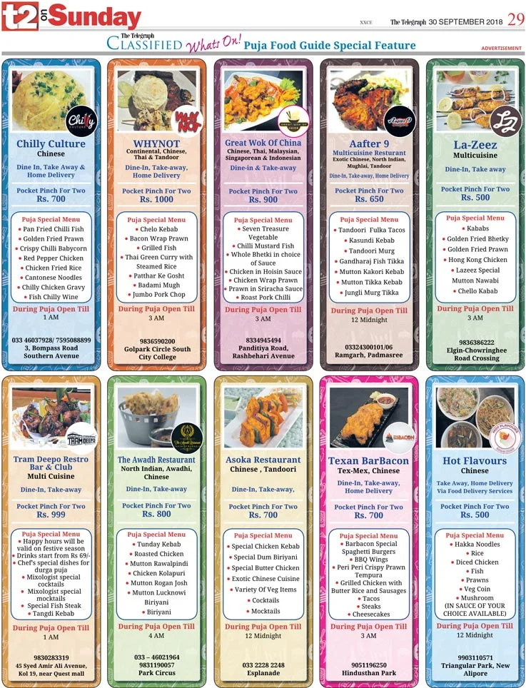 The Telegraph T2 Puja Food Guide Special Feature by We Make Us.