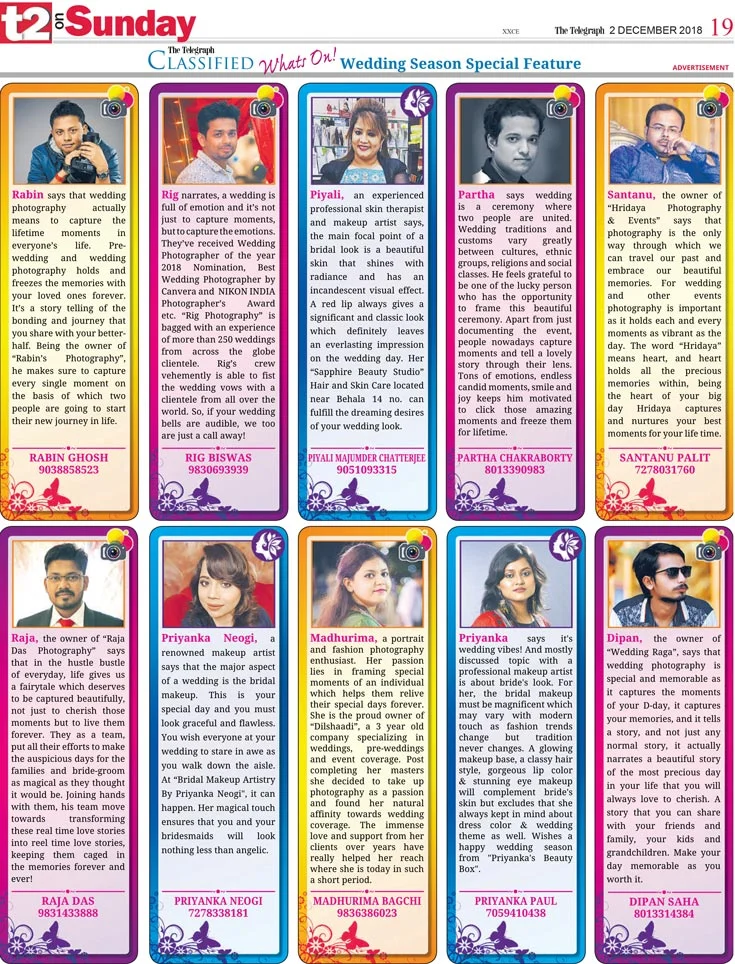 Photographers' and Makeup artists' Advertorial Special Feature on The Telegraph T2.