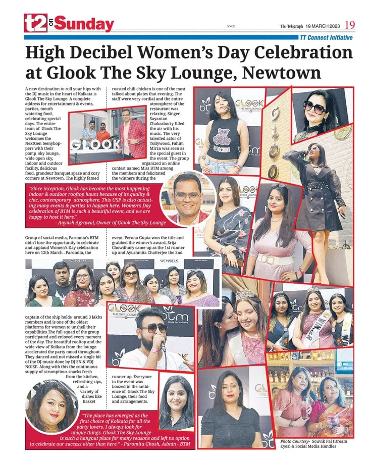 Telegraph T2 Full Page Advertorial of Glook the Sky Lounge & Paromitas BTM