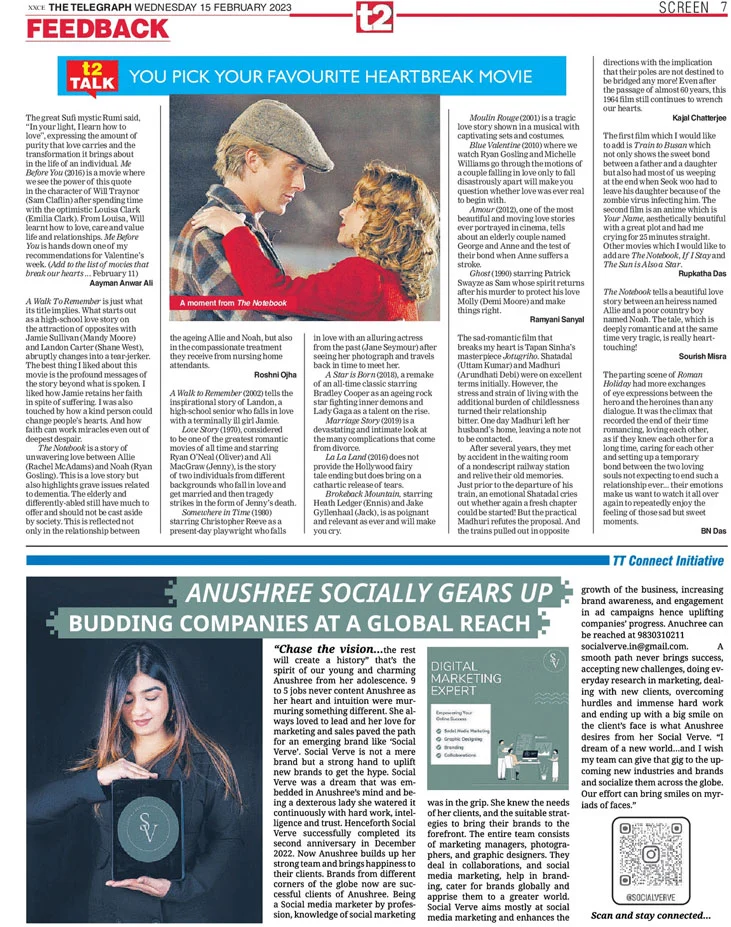 Telegraph T2 Half Page Advertorial TT Connect Initiative of Anushree