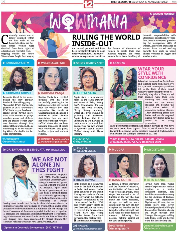 Wow Mania in t2 advertorial format advertisement in collaboration with The Telegraph Kolkata