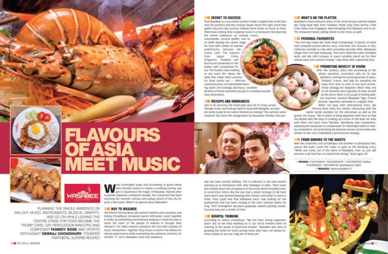 The Meal Makers, a TOI Magazine special, features Wasabee—celebrated as the best Japanese restaurant in Kolkata. This spotlight captures the essence of Wasabee’s authentic flavors and culinary excellence